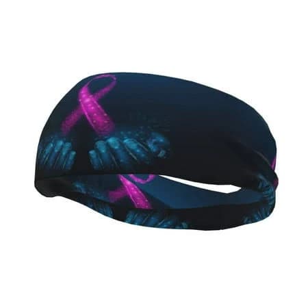 Picia Two Human Hands are Holds Pink Ribbon Awareness Print Mens Running Headband,Mens Sweatband Sports Headband for Running,Cycling,Basketball,Yoga,