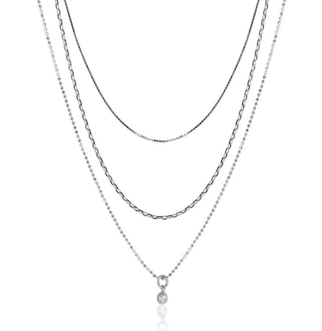Brilliance Fine Jewelry Sterling Silver CZ Charm Necklace Set
