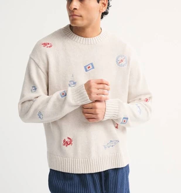 Abercrombie & Fitch Men's Diamond Stitch Crew Sweater