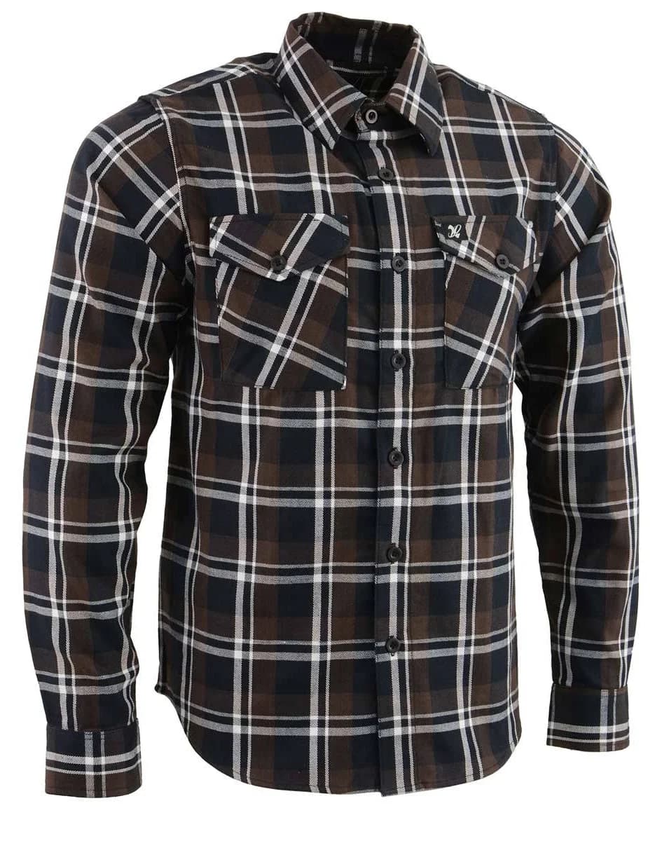Milwaukee Leather Men's Flannel Plaid Long Sleeve Cotton Button Down Shirt