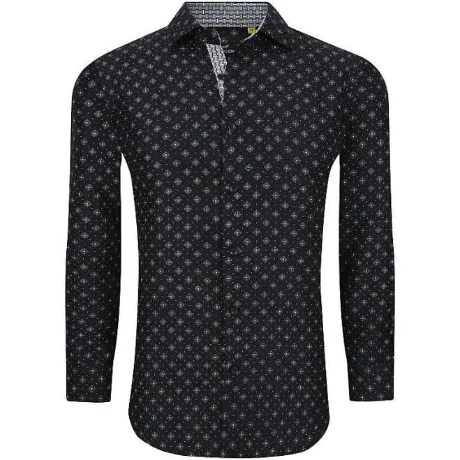 Azaro Uomo Men's Slim Fit Geometric Long Sleeve Button-Down Shirt