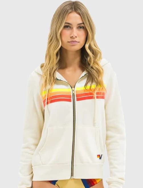 Aviator Nation 5 Stripe Zip Hoodie