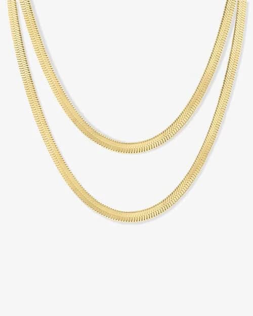 BEN ONI Women's Maelle 2 Pieces Herringbone Necklace Set