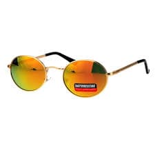 Mens 90s Gangster Rapper Mirror Lens Oval Retro Metal Rim Sunglasses Gold Orange - Walmart Business Supplies