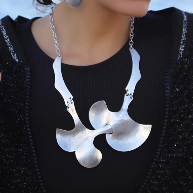 Artisan Silver Floral Pendant Necklace