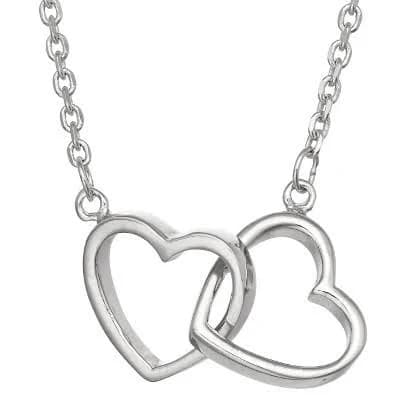 Tiara Women's Sterling Silver Interlocking Double Heart Necklace