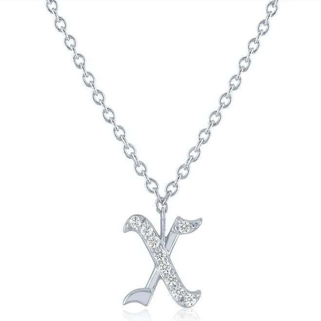 helzberg diamonds Diamond Accent Gothic Script Initial Pendant Necklace