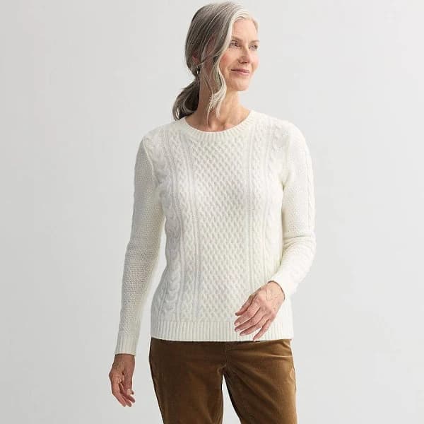 Women's Croft & Barrow Cozy Sweater, Size: Large, Ivory Silk