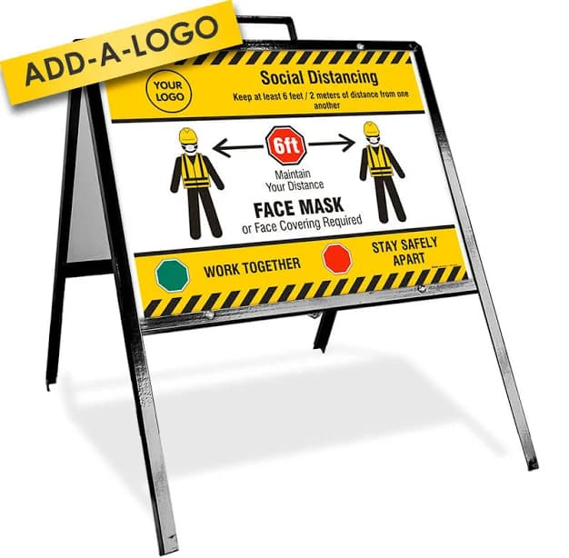 Custom Sandwich Board/A-Frame Sidewalk Sign -24 x 18" - Black Iron A-Frame Stand + Two .040′′ Rust-Free Aluminum Signs