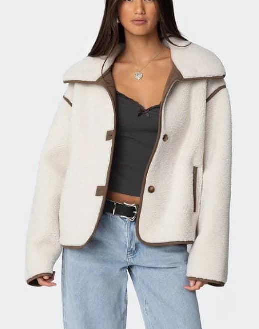 Edikted Women's Oversized Faux Shearling Jacket
