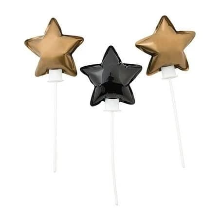 Fun Express Black & Gold Star Self-Inflating 4" Mylar Balloons