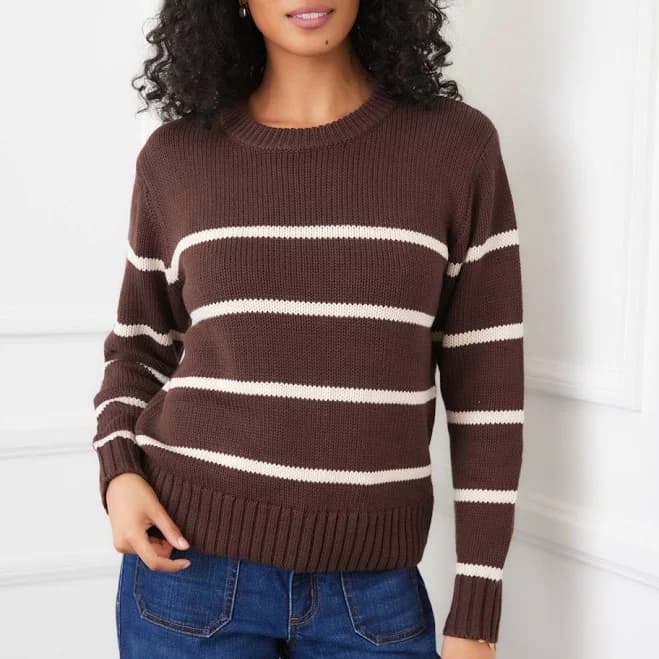 Karen Kane Women's Stripe Crewneck Sweater