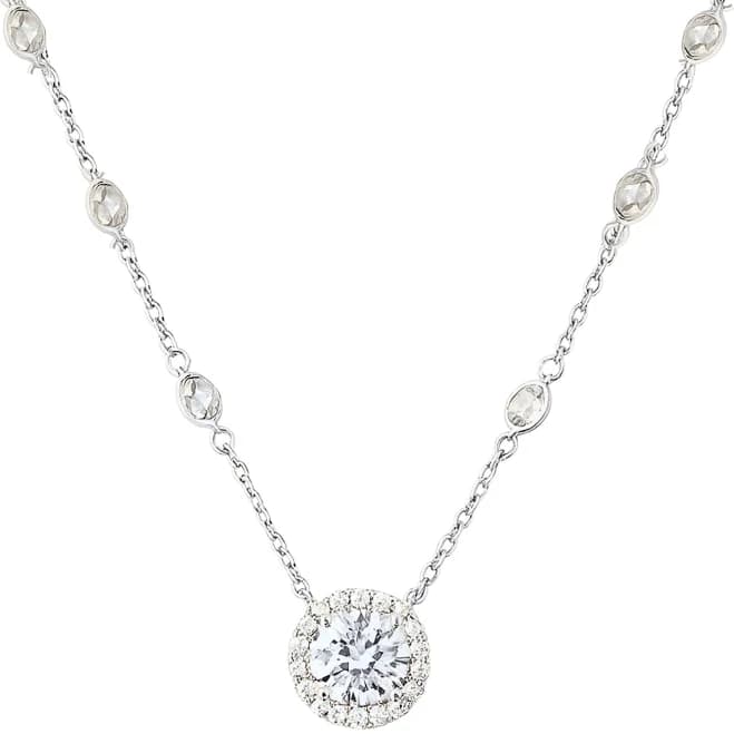 Sterling Silver CZ Studded Circle Necklace