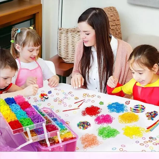 17500+ Loom Bands Kit with Storage Case - 28 Colors, Beads, S-Clips, Pendants, Bracelet Making Kit for Kids