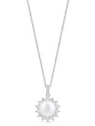 Saks Fifth Avenue Collection 18K White Gold, Freshwater Pearl & 0.65 TCW Lab-Grown Diamond Pendant Necklace | Saks Fifth Avenue