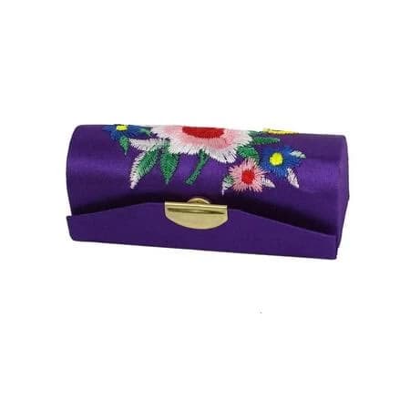 Sourcingmap Women's Floral Embroidered Lipstick Lip Stick Case Holder Box