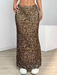 SHEIN EZwear Leopard Mesh Tulle Skirt For Music Festival | SHEIN EUQS