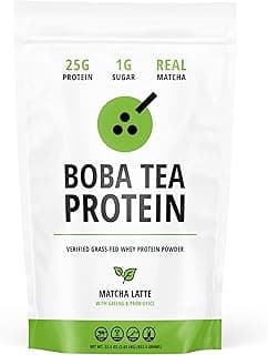 Matcha Latte | 25g Grass-Fed Whey Protein Isolate Powder | Gluten-Free & Soy-Free Bubble Tea Protein Drink | Real Ingredients & Lactose-Free Protein Drink | 25 Servings