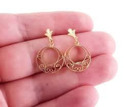 Vintage 14k Yellow Gold Milgrain Open Metalwork Scroll Drop Dangle Earrings 1.15” / 14k Gold Jewelry / Gifts for Her / Filigree Jewelry - Etsy Australia
