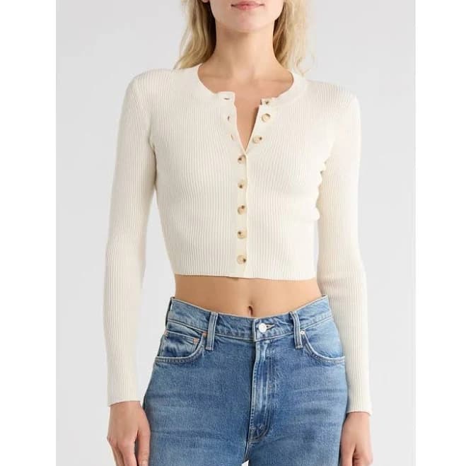 Blu Pepper Women's Button Front Crop Cardigan