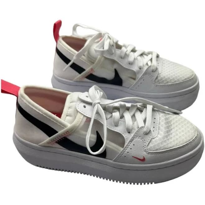 Nike Shoes | Nike Kids White And Black Sneakers With Pink Accents | Color: Black/White | Size: 5 | Kristinahern07's Closet