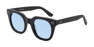 Black Medium Acetate Trapezoid Tinted Sunglasses with Light Blue Sunwear Lenses - Jackman