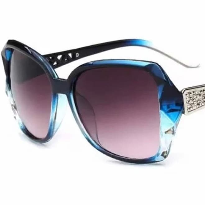 Women’s Blue Gradient Oversized Sunglasses With Silver Accents
