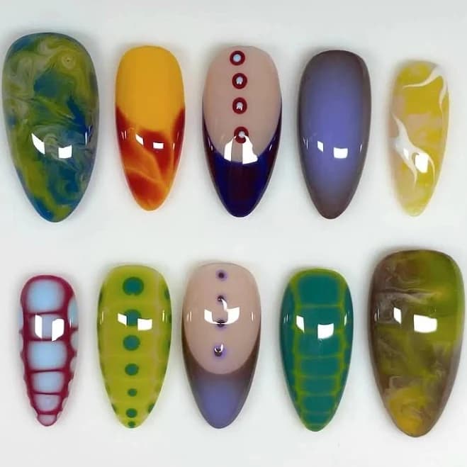 Handmade Colorful Graffiti Reusable Press On Nails