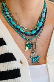 Chunky Oval Natural Turquoise Rondelle Necklace - Gemstone Necklaces | J. Landa