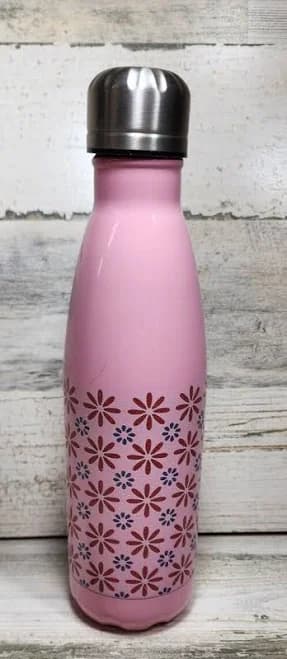 Stainless Steel Water Bottle 20oz Echo Pink Flower Screw Top