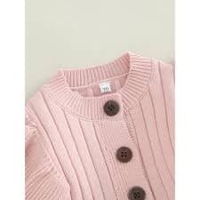 Baby Girl's Knitted Long Sleeve Jumpsuit Fashion Solid Color Round Neck Button Long Romper - Walmart.com