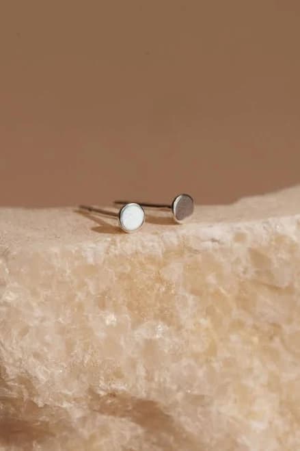 Sterling Silver Flat Round Stud Earrings