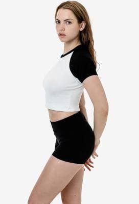 43077 Baby Rib Short Sleeve Cropped Raglan