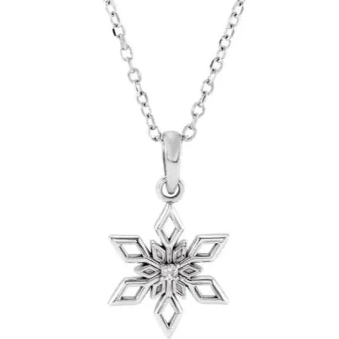 Sterling Silver Diamond Snowflake Pendant