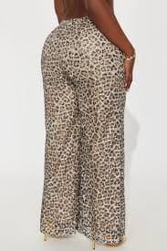 Locked In Leopard Lace Wide Leg Pant 33″ - Leopard | Fashion Nova