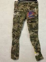 Smoke Rise Cargo Pants Mens 34x34 Camo Paint Splatter Distressed Zipper JP20711
