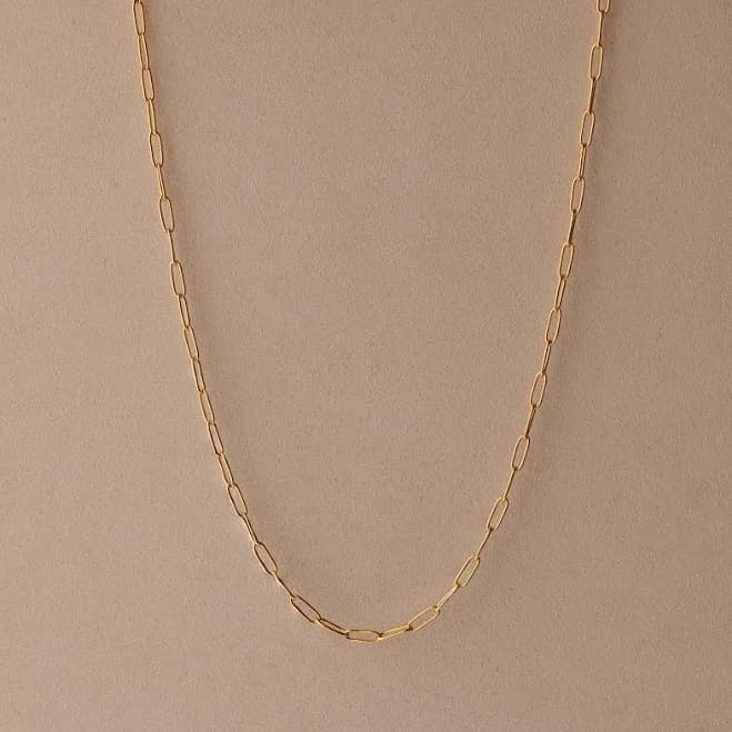 Caitlyn Minimalist 18K Gold Paperclip Chain Layering Necklace