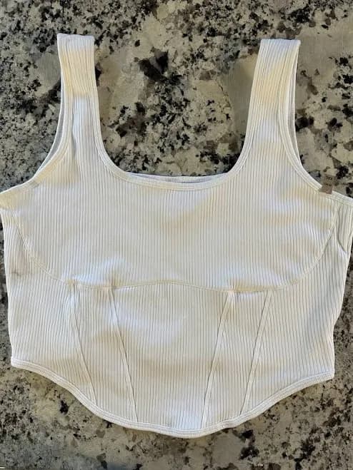 Victoria’s Secret PINK Ribbed Corset Style Crop Tank Color: White XXL