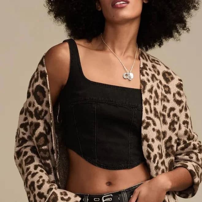 Lucky Brand Women's Leopard Print Cardigan