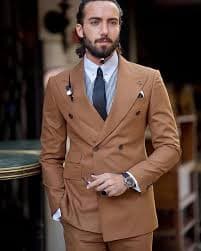 GATMSTZ Double Breasted Mens Suit Regular Fit Suits 2 Pieces Set Blazer Pants Peak Lapel Party Wedding Formal Blue 36R at Amazon Men's Clothing store