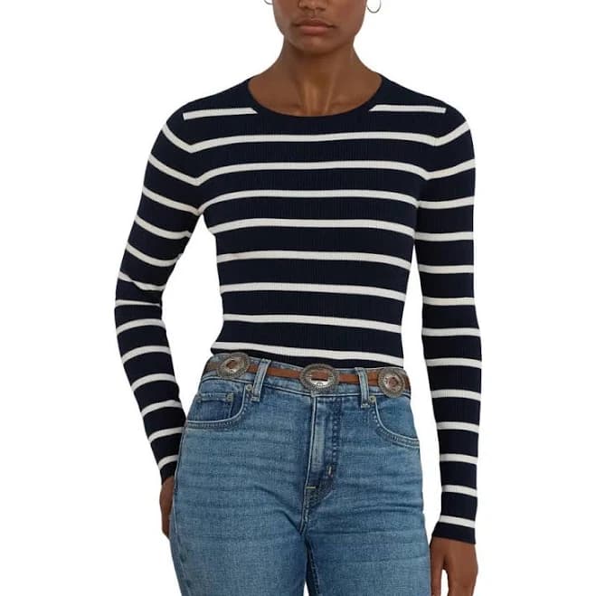 Ralph Lauren Women's Striped Rib-Knit Sweater