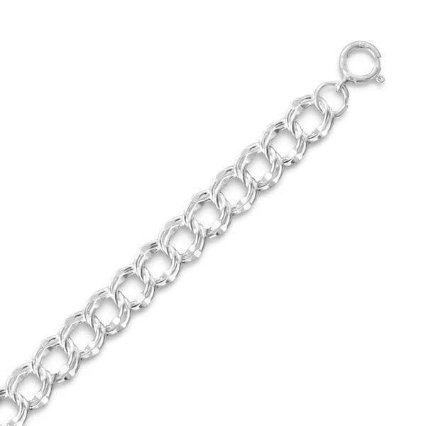 Sterling Silver Double Link Charm Chain Bracelet