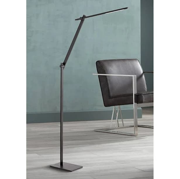 Possini Euro Barrett Adjustable Height Anodized Black Modern LED Floor Lamp