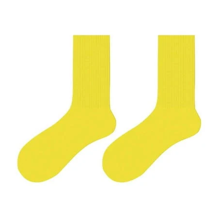 Jgppe Women Casual Crew Socks 5 Pairs Stretchy Breathable Solid Color Mid-Calf Socks Sports Socks, Women's, Size: One size, Yellow