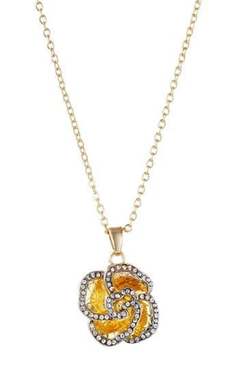 Adornia Women's 14k Gold Plated Crystal Encrusted Flower Pendant Necklace