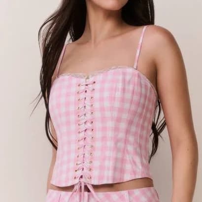 Loveshackfancy Bensen Cotton Gingham Bustier