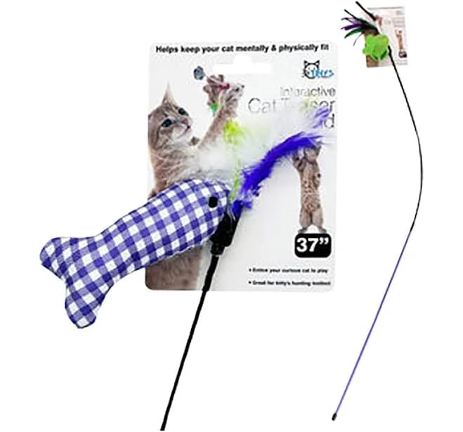 Duke's 37" Cat Teaser Wand with Ribbon and Toy (Assorted)
