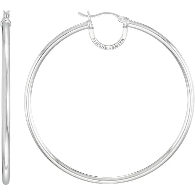 Simone I. Smith Women's Sterling Silver Large Round Hoop Earrings