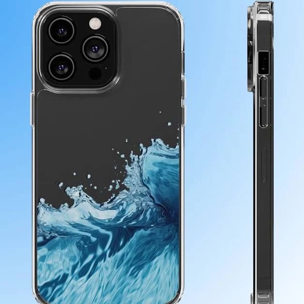 Wavy Blue Water Clear Phone Case For iPhone 14 13 12 11 Pro Max Iphone 14 Max Plus Cover Samsung Galaxy S22 S21 Case