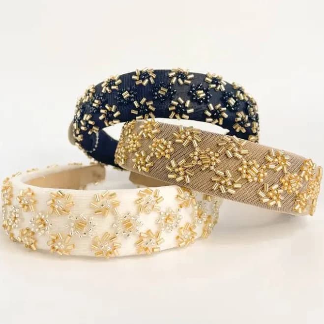 adorro Beaded Metallic Starburst Headband